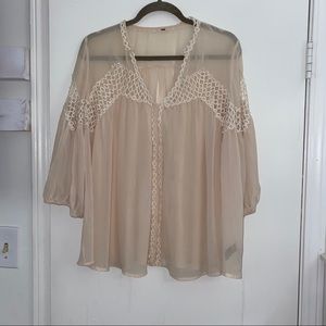 Tan Chiffon Blouse Size L